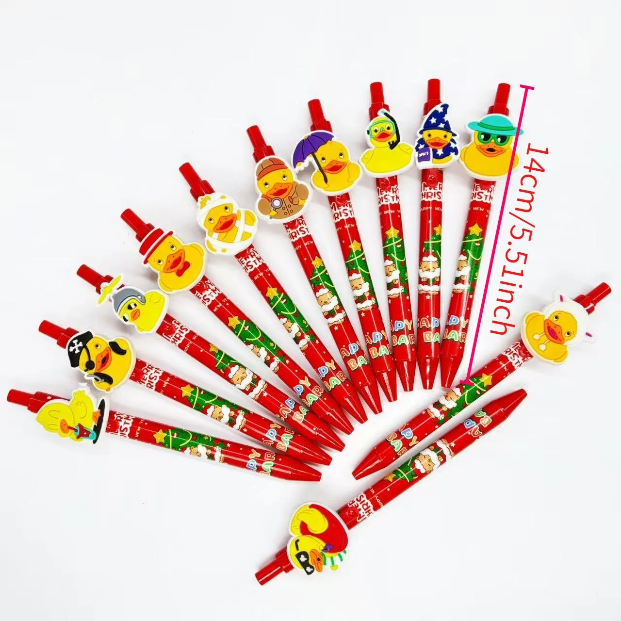 

12pcs/24pcs Creative Little Yellow Duck Themed Ballpoint Pens Christmas Ballpoint Pens Student Writing Pens