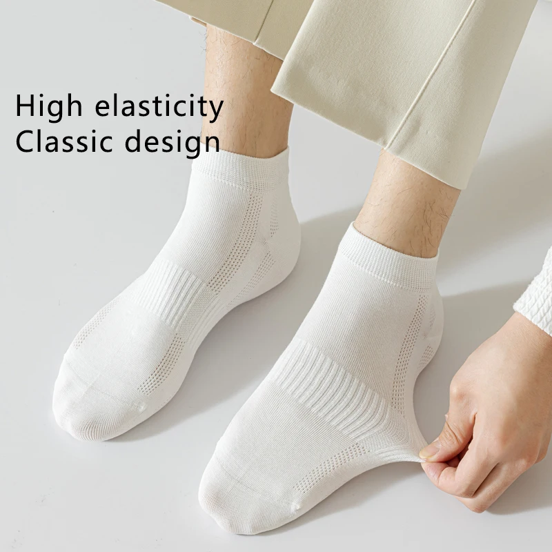 6Pairs Men Combed Cotton Socks Double Needle Antibacterial Black Casual Business Breathable High Quality Male Sock Size39-45