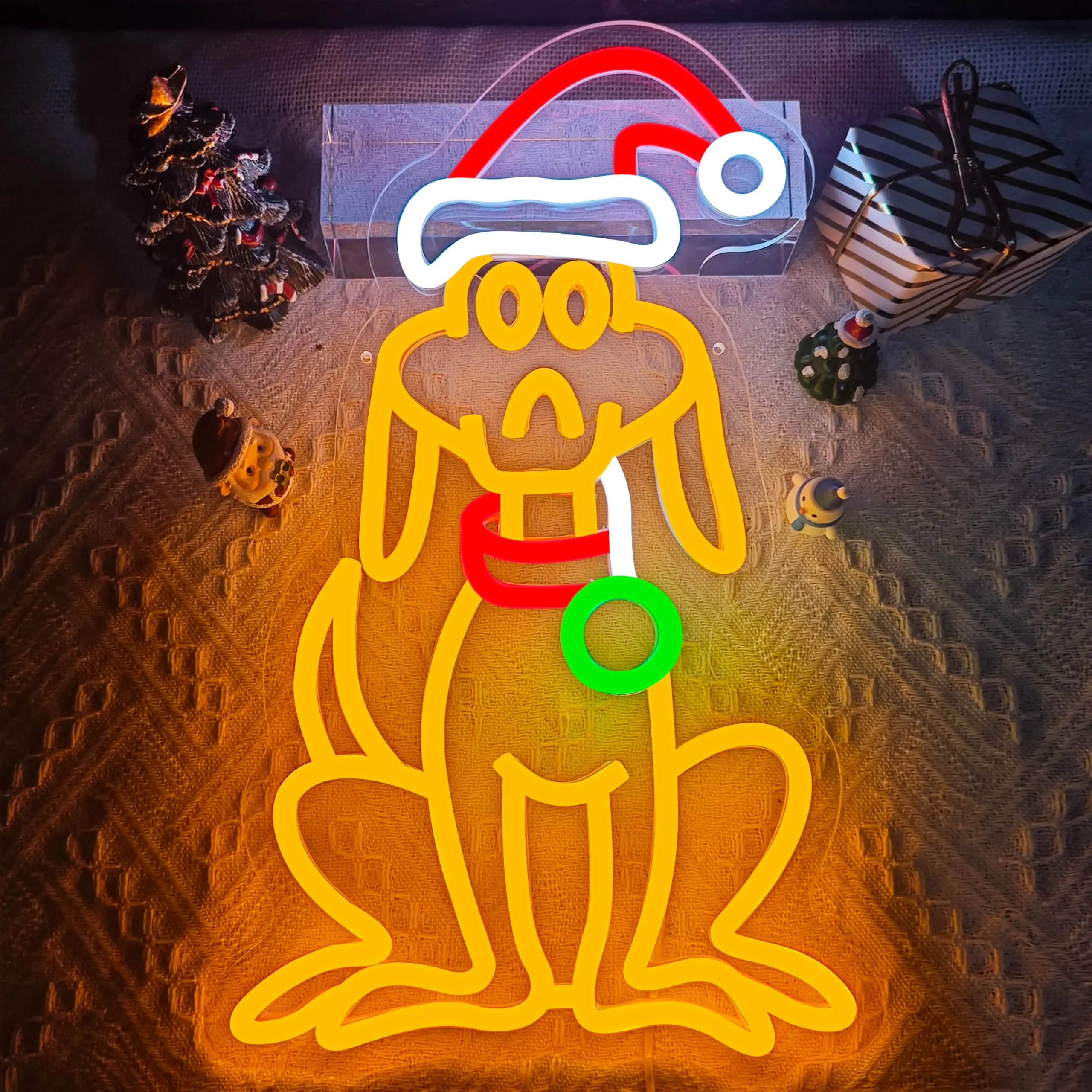 Christmas Neon Sign Dimmable Cartoon Dog Christmas Neon Light christmas LED Signs for Wall Decor for Bedroom Kids Room Living Ro