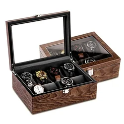 Wood Mechanical Watch Organizer Box Travel Luxury Watch Storage Box with Lock Watch Case Box Display Bracelet Gift