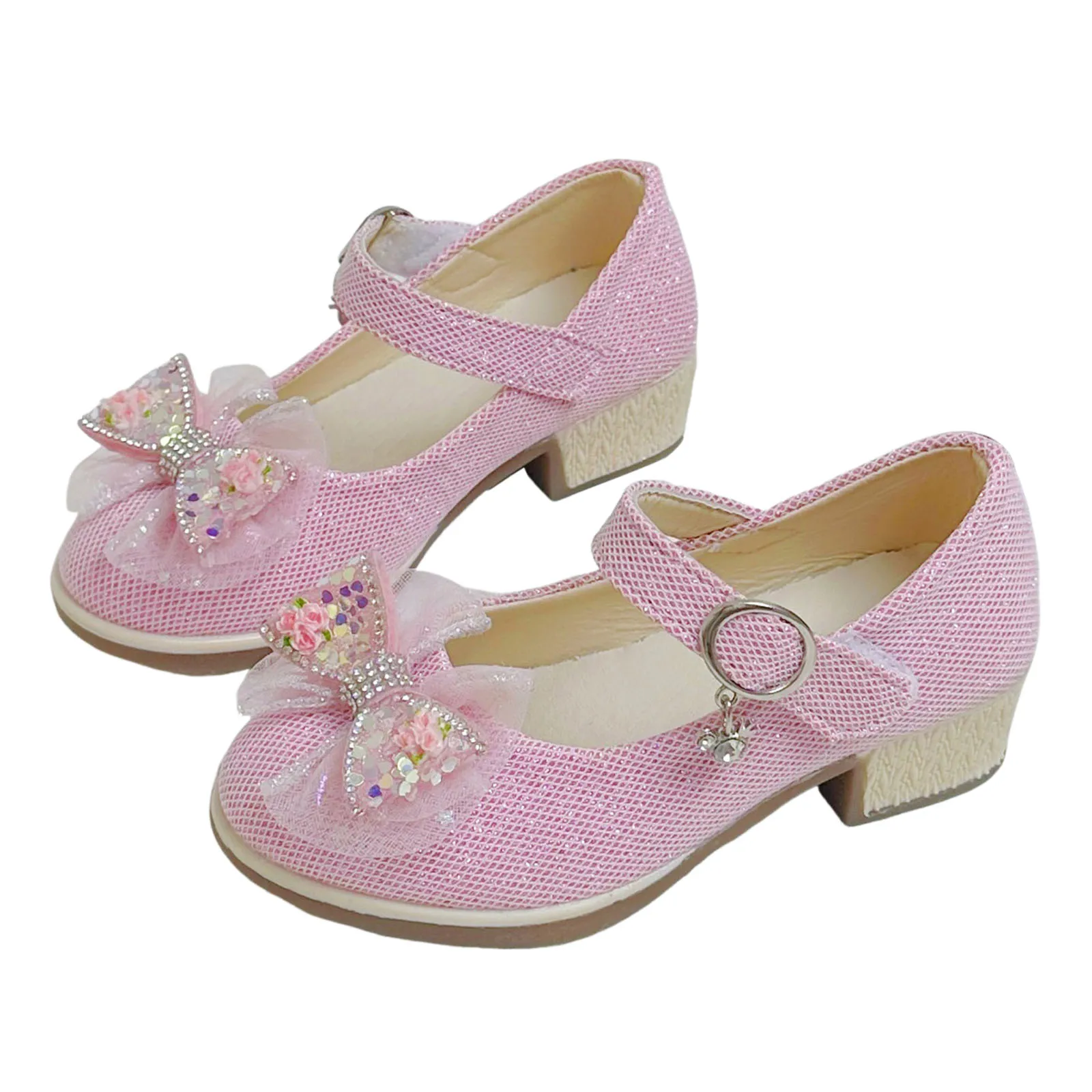 

Туфли принцессы для девочек на высоком каблуке с бантиками, модные туфли на мягкой подошве, модельные туфли для девочек 3-4 лет