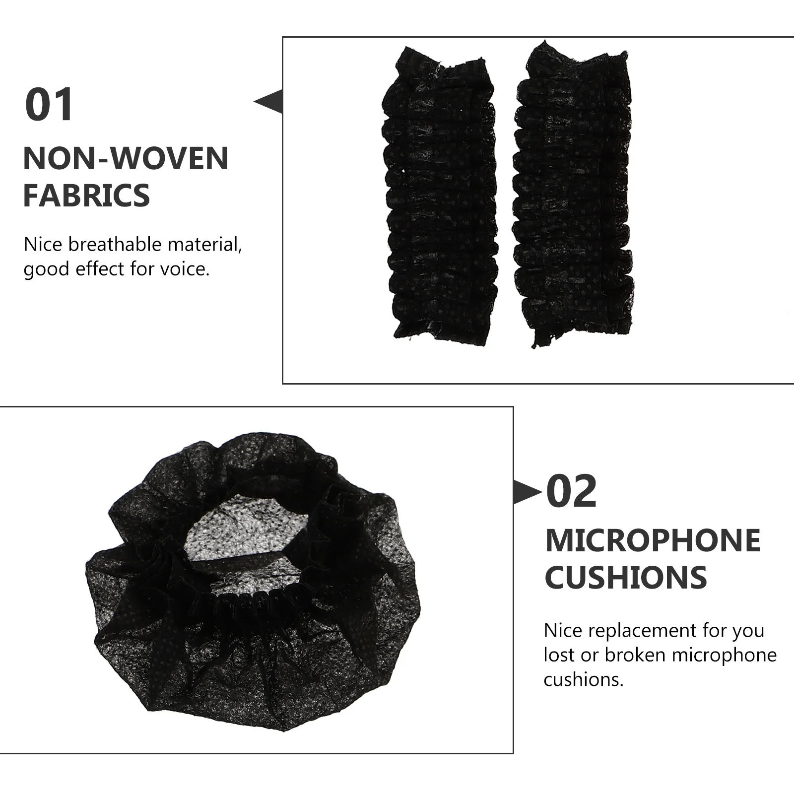 

100Pcs Microphone Nonwoven Cover Splash-Proof One-Off Mic Sleeve for Karaoke Wind Noise Reduction Replacement Accessory