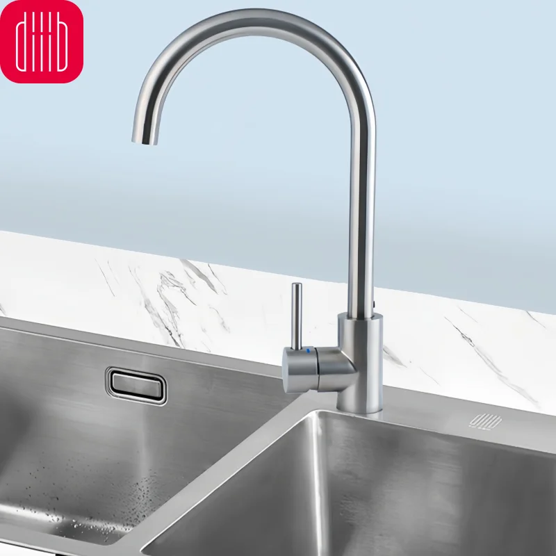 DIIIB Kitchen Faucet Stainless Steel Brushed Faucet 360° Free Rotation Antibacterial Anti-rust Corrosion resistant Household Tap