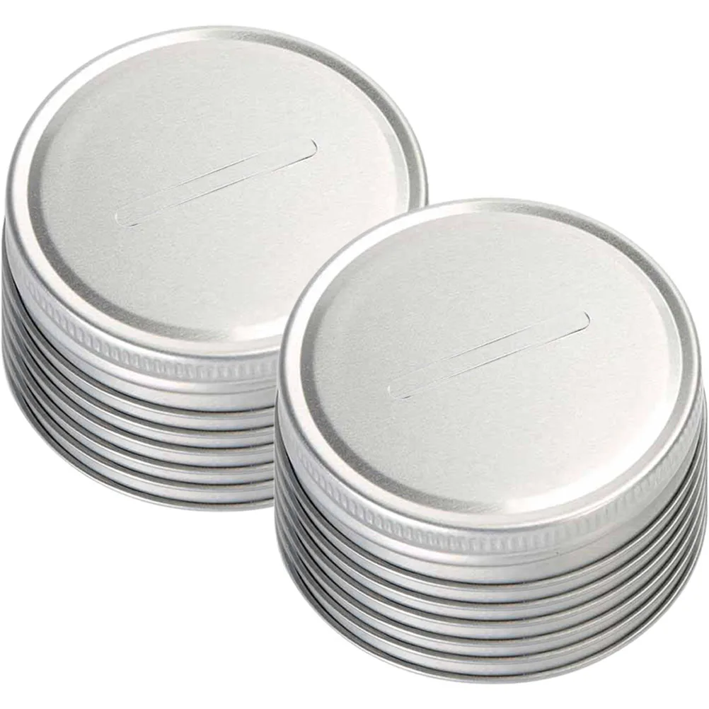 

12 Pcs Silver Tinplate Lids for Wide Mouth Mason Jars Caps Storage Can Covers Practical Long Use
