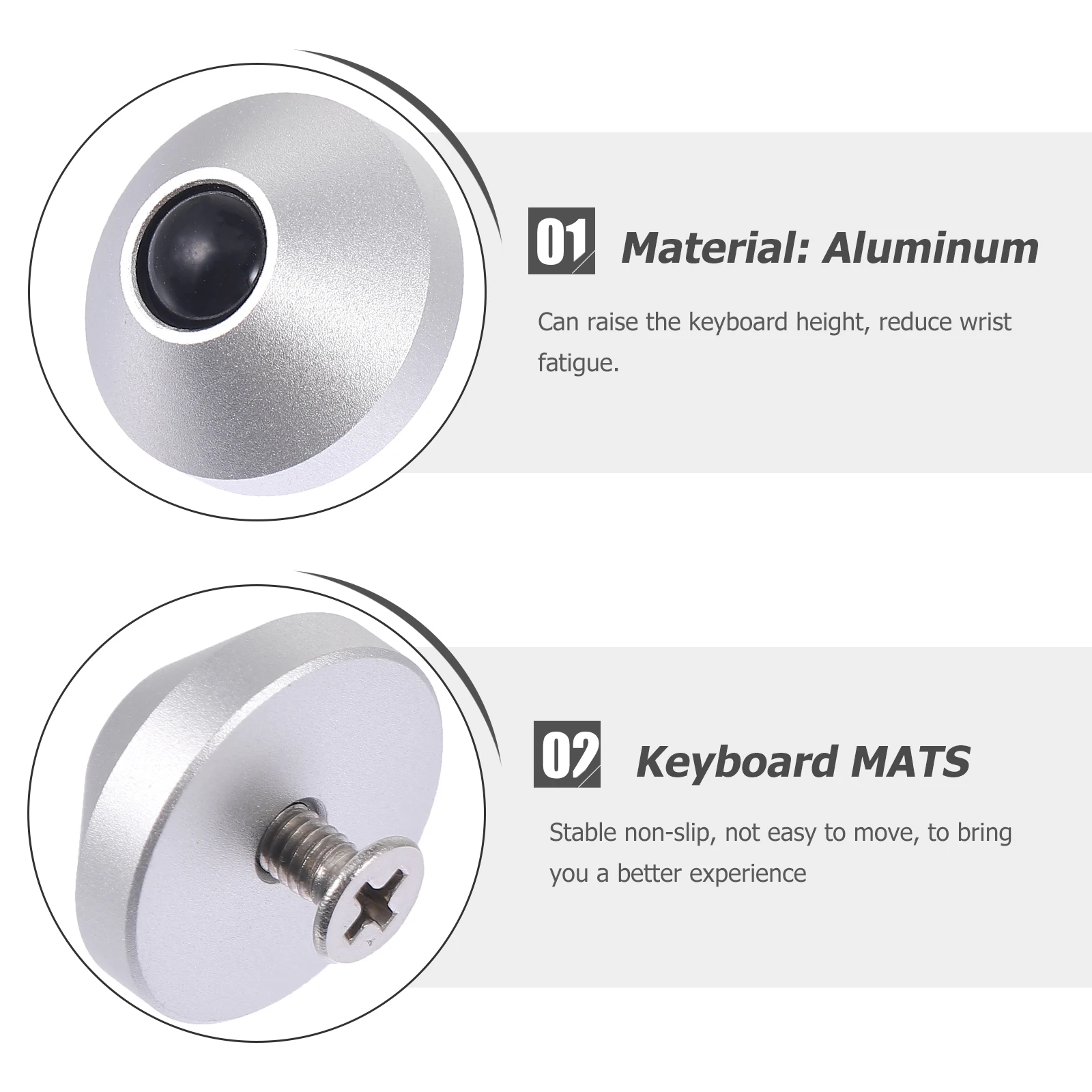 

2 Pcs Keyboard Foot Pads Small Stand Self Adhesive Riser Aluminum Holder Legs 6063 Mechanical Mount Lightweight