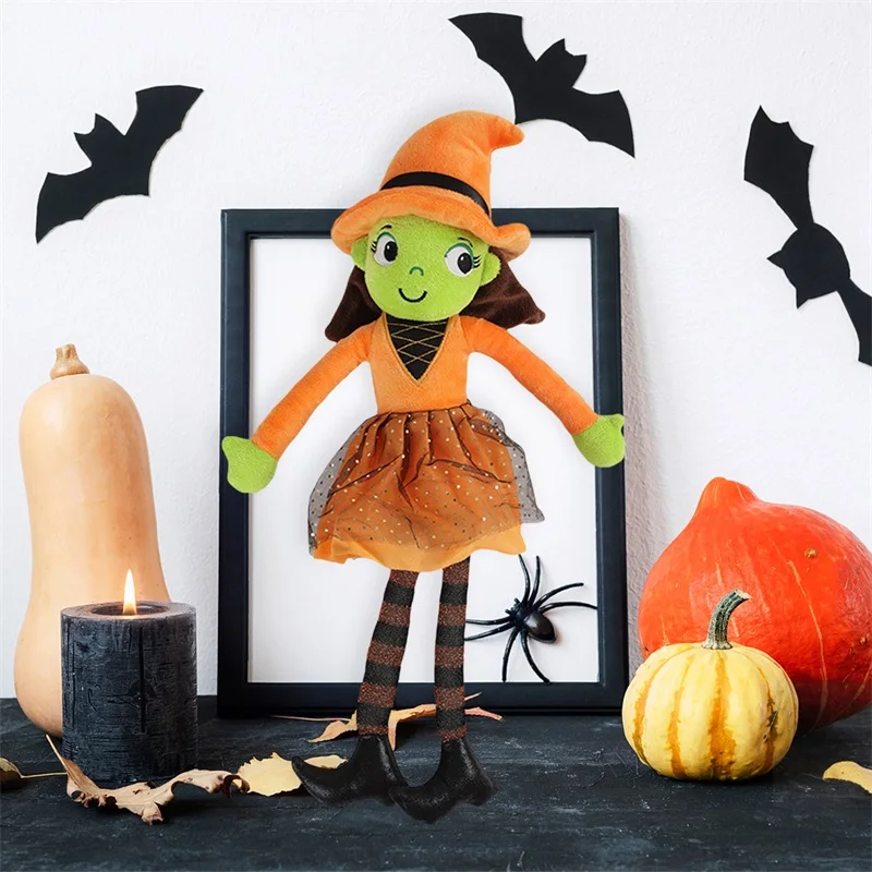 Halloween Witch Plush Toy Cute Little Witch Doll Lovely Stuffed Cartoon Doll Party Decoration Holiday Gifts for Kids Adults