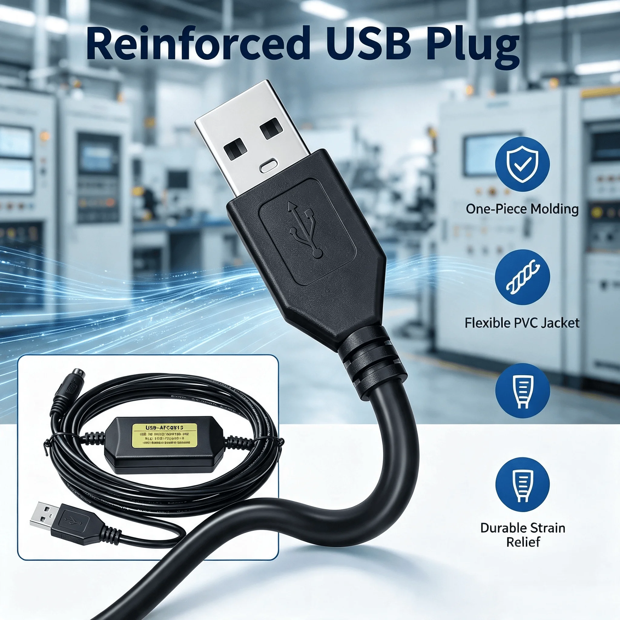 USB-AFC8513 Programming Cable for Panasonic FP0 FP2 FP-M PLC, USB-A to MD5 RS232 Adapter, Stable Upload Download, 3M