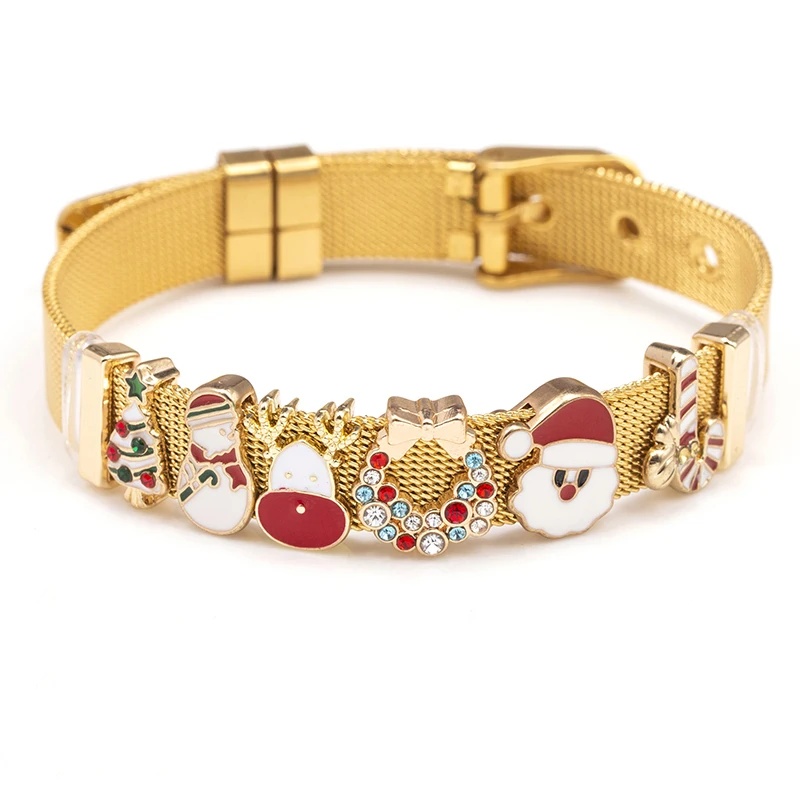 Keeper strap style 10mm gold bracelet for New Year and Christmas