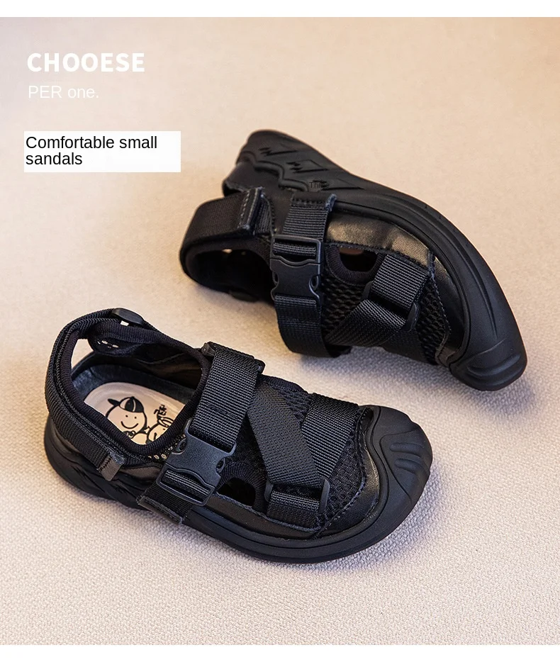 Boys Sandals Non-slip Soft Bottom New Summer Children\'s Shoes Breathable Comfortable Beach Shoes Girls Velcro Mesh Sport Sandals