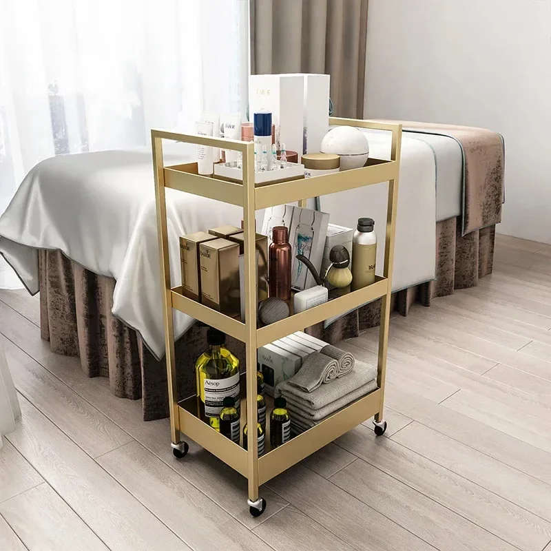 Gold Organizer Cart Multi-Layer Tool Trolley Living Room Snack Storage Solid Load-Bearing Cosmetic Trolley