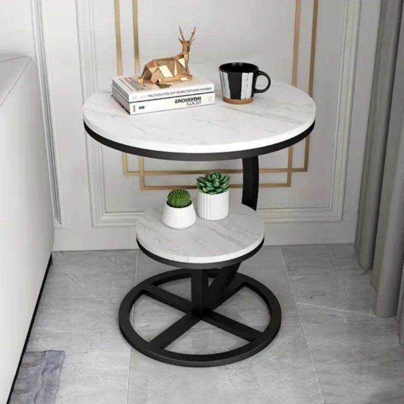 

Fashion creative corner table, marble edge table, personality simple wrought iron coffee table, sofa sideboard