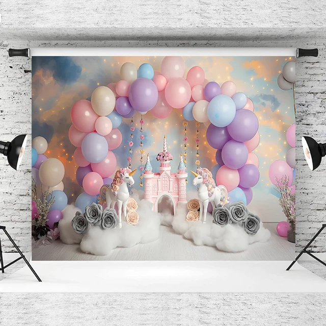 Beenle Rainbow Unicorn Backdrop Happy Birthday Cake Smash Party Decor Banner Baby Portrait Photography Background Photo Studio