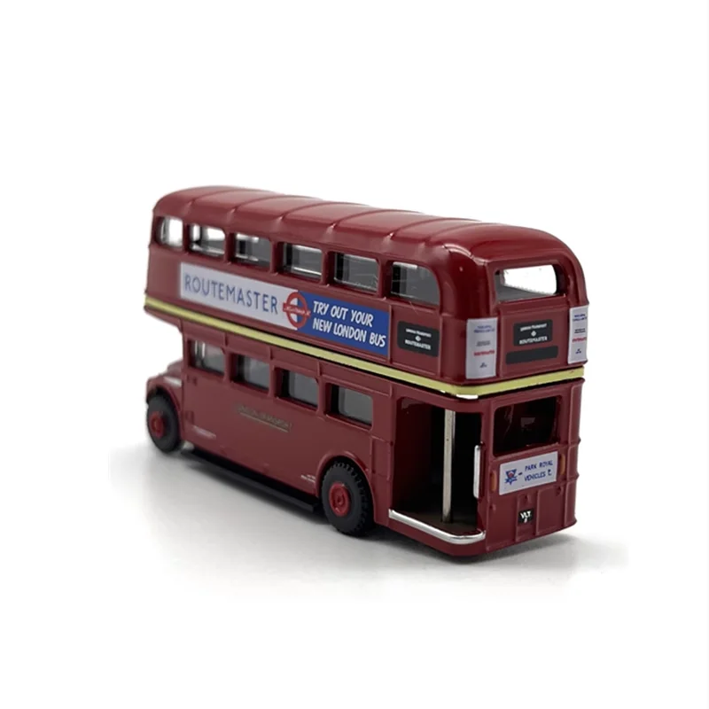 Diecast 1/148 Scale Traffic Trunk Double Decker Bus Alloy Simulation Car Model Decoration Collection Display Toy Gifts