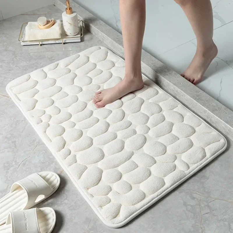 

Mat Carpets Embossed Cobblestone Carpet Water Absorbing and Non-slip Washable Memory Foam Floor Mat for Indoor Bathrooms