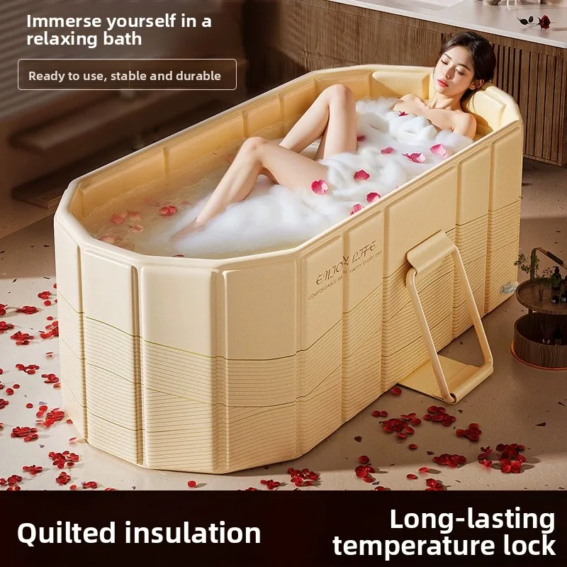Foldable Bathtub for Adults, No Installation Home Soaking Tub, Portable Full Body Immersion Bath for Kids, Shower Basin