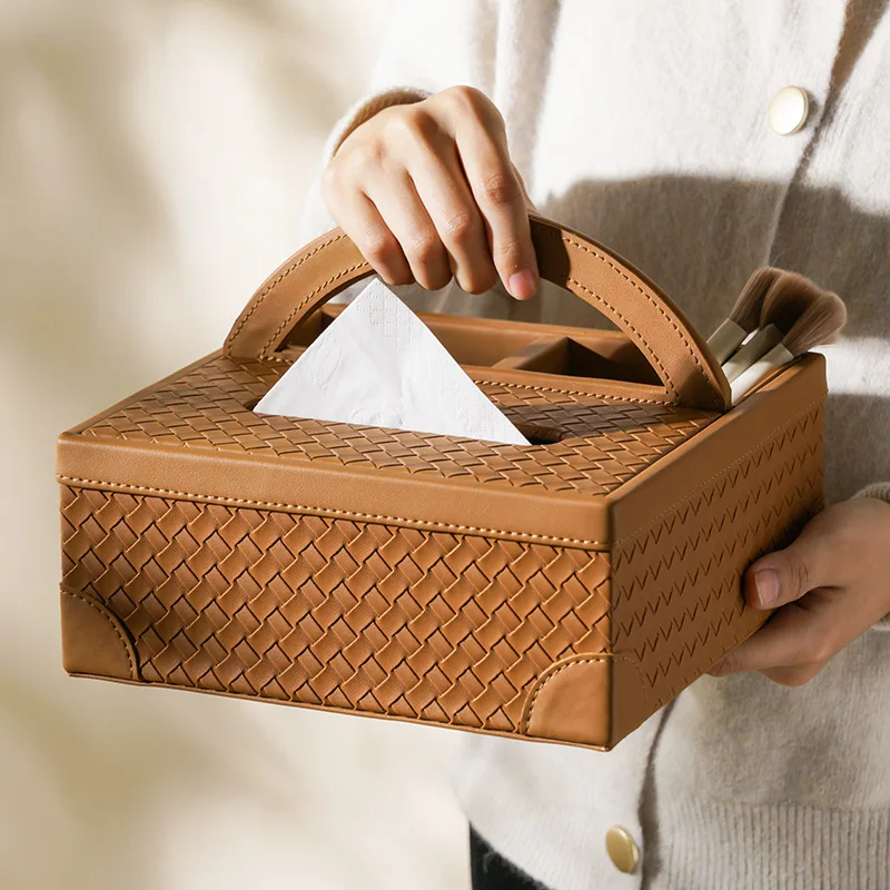 DSA Multifunctional Tissue Box Living Room Premium Leather Light Luxury Carton Premium Remote Control Storage Carton