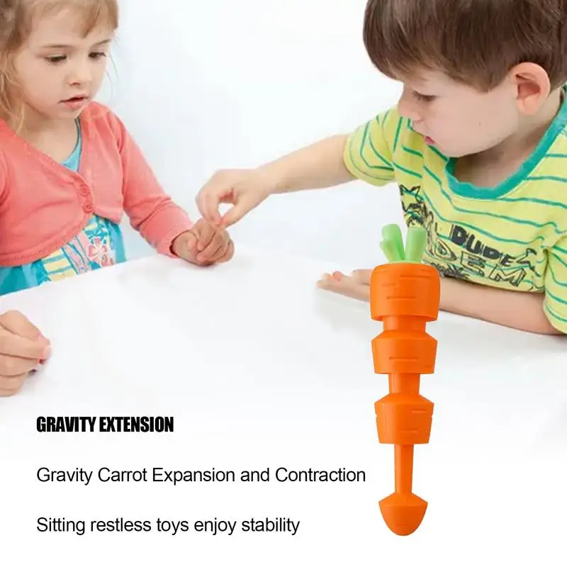 Carrot Stress Toy Telescopic Carrot Fidget Sensory Toy Portable Pretend Food 3D Printed Gravity Fidget Sensory Toys For Kids