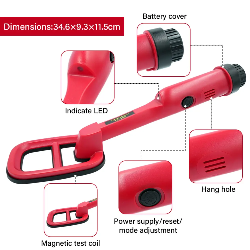 New TC-120 Treasure Hunter Pointing Metal Detector Deep Waterproof Portable Underground Search Treasure Coin Detector