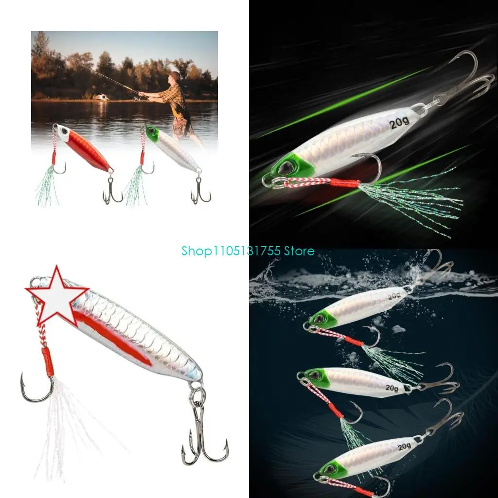 

Colored Artificial Lures Features Double Hook and Slow Sinking Properties for Enhancing Fish Attraction