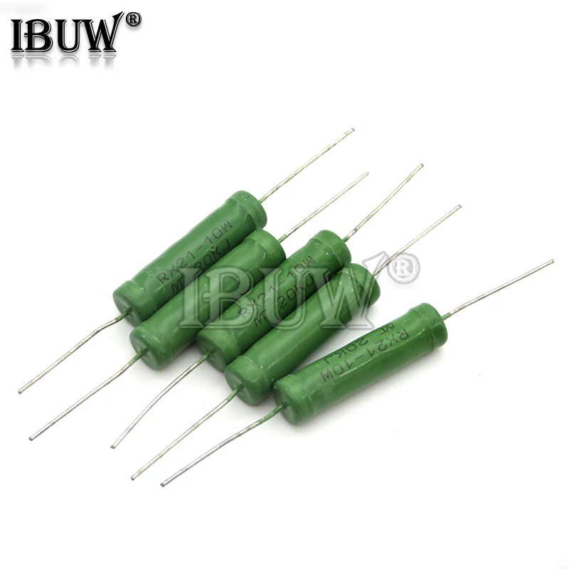 5PCS RX21 6W 10W Wire Wound Resistance 5% 1R 10R 100R 1K 10K 12K 15K 18R 20R 22R 24R 27R 30R 33R 36R 0.01R 0.05R 0.1R 0.12R