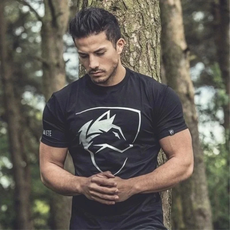 2024 Summer sports T-shirts Men Outdoor Fitness Training T-shirt Fashion Trend Cotton Elastic Running Short sleeved gyms T-shirt