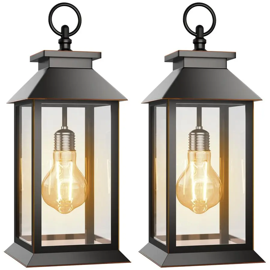 

Pack Hanging Solar Lanterns Glass Solar Lights Outdoor Waterproof Upgraded Solar and AAA Battery Powered, for Outside Porch, Pat