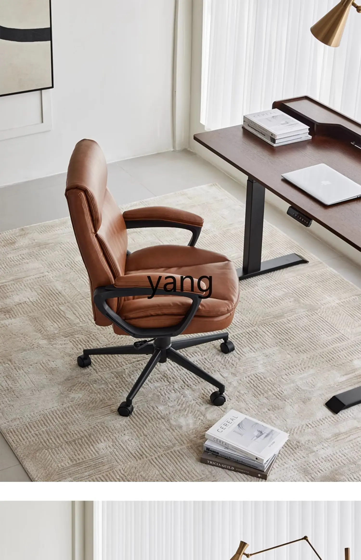 LMM light luxury simulation leather computer chair sedentary comfortable office chair