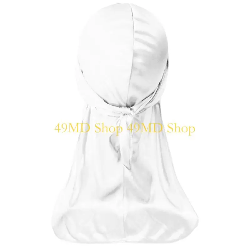 

49MD мужская длинная голова хвоста Durag мягкая шелковистая шляпа для головы для легкого управления прическами после купания и