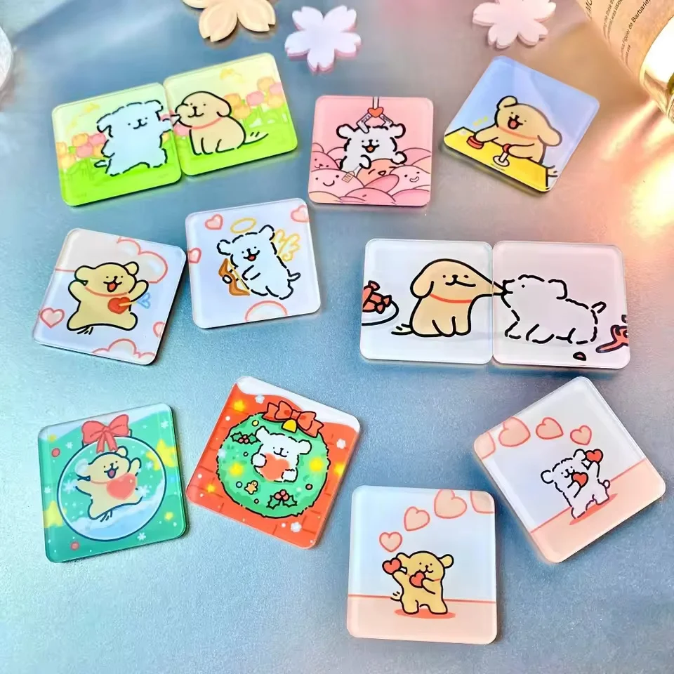 2pcs Cute Lover Dog Jigsaw Refrigerator Magnets Cartoon Fridge Blackboard Whiteboard Photo Message Magnets Decorative