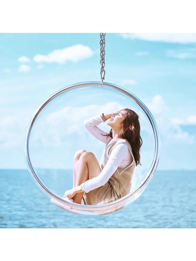 Transparent Bubble Space Basket Indoor Glass Adult Rocking Chair Swing Hemisphere Chair كراسي حديقة  garden furniture