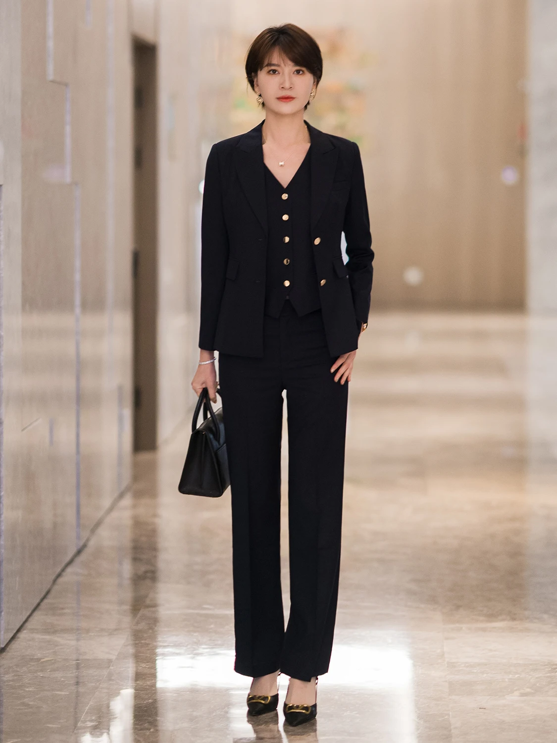 

Faionable Busin Women's Tee-Piece Set Spring 2026 New Arrival Jiang Feifei Profional Clothing Long Sve Polyester...