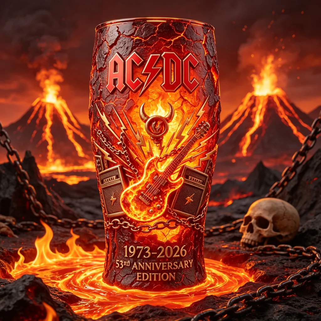 AC/DC Hard Rock Band 53rd Anniversary 3D Embossed Beer Glass Collectible Barware for Music Lovers And Fans