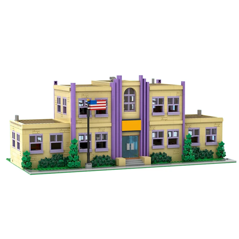 Bricklink Ideas City House Simpsoned Krusty Burger Springfield Church Elementary School Architecture Sets Building Blocks Toys