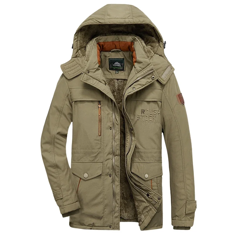 Vintage Heren Parka Winterjas Heren Dikke Capuchon Waterdichte Bovenkleding Warme Jas Heren Jassen Overjas Bont Bont Bont