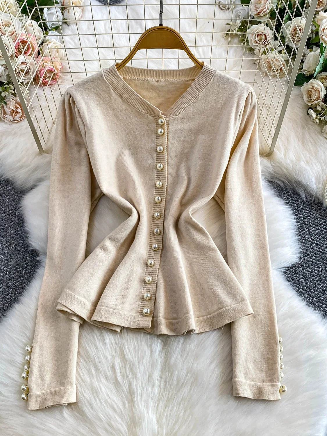 Ele Pearl Button Slim Fit rotondo Ne Capispalla da donna Pendolarismo Sle Autunno Inverno Versatile e affascinante Top