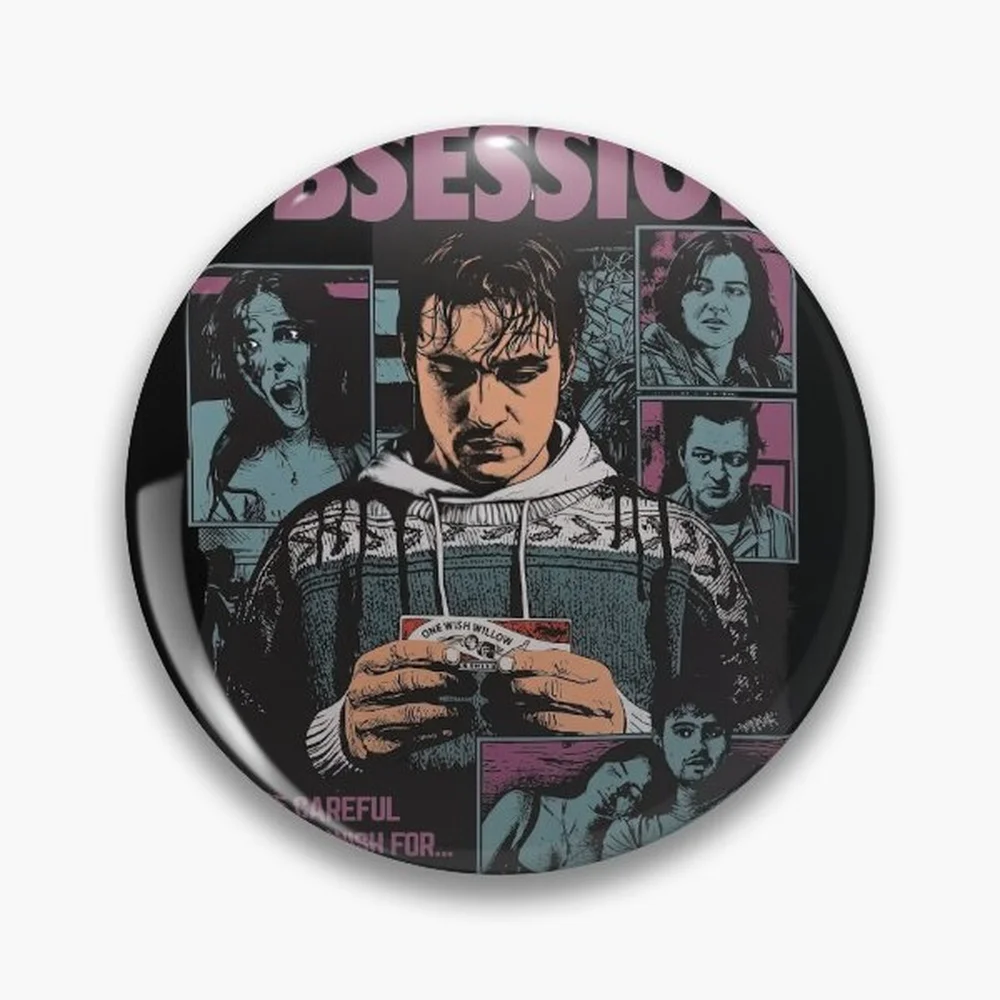 Obsession Movie Horror Film Pin Holographic Star Heart Pin Brooches Laminated Button Fashion Accessory