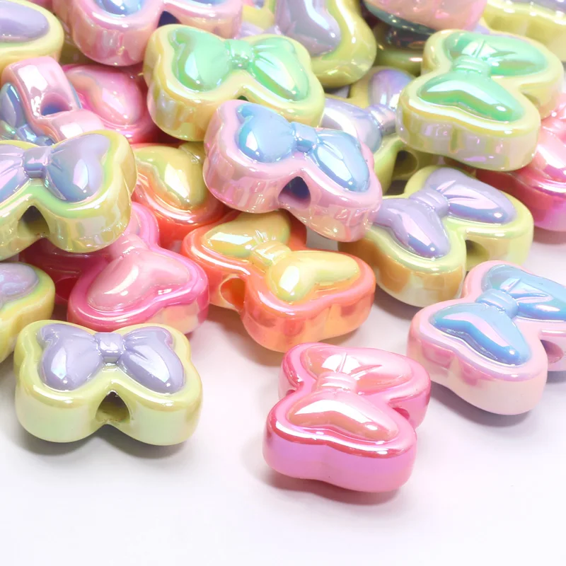 17x21mm 10pcs Colorful Double Layer Bow Acrylic Beads For Jewelry Making Materials Bracelets Pendant Earrings DIY Handmade Gifts