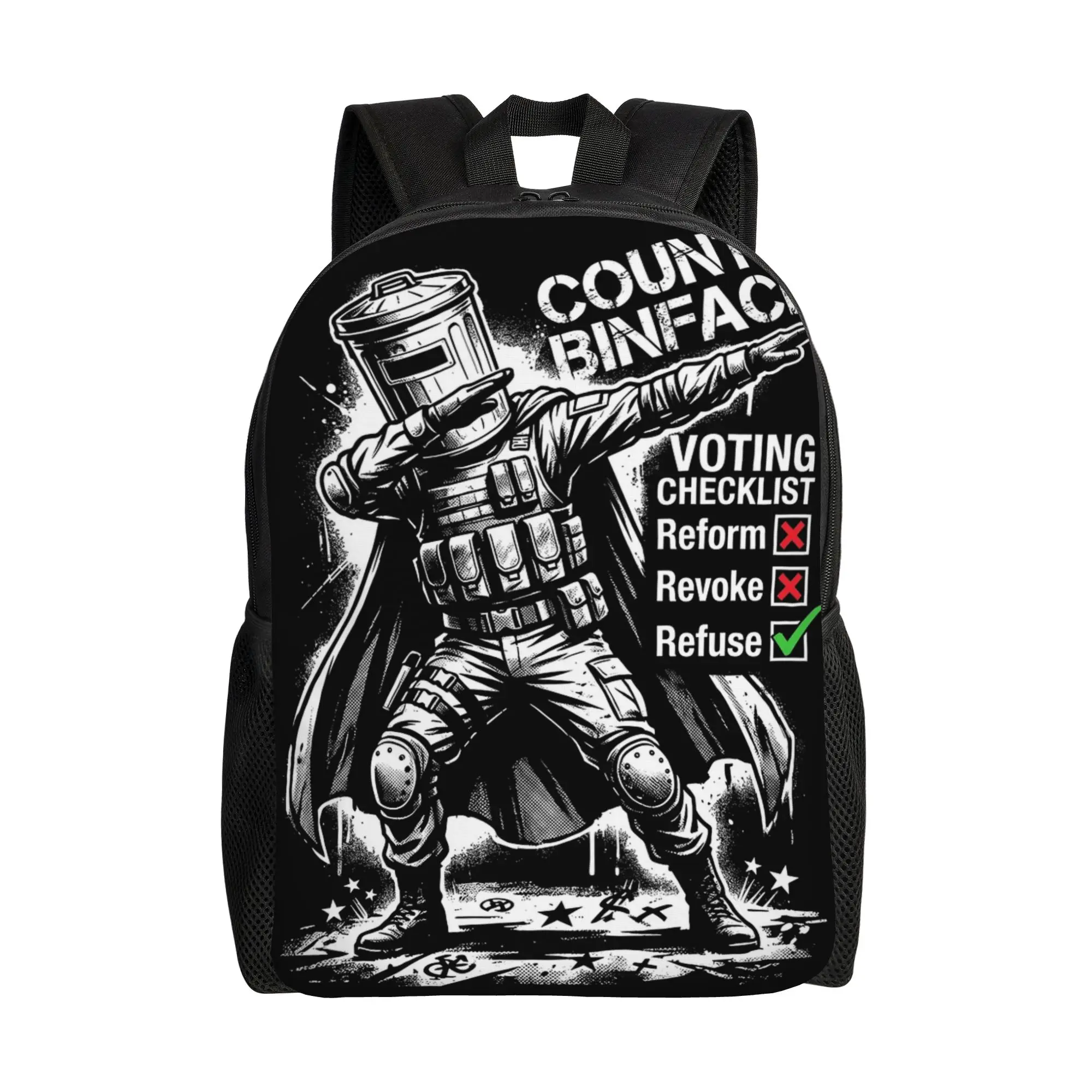 Count Binface for British Prime Minister Funny Election Vote Cool Backpack Gift Student Daypack for Men Women Laptop Canvas Bag