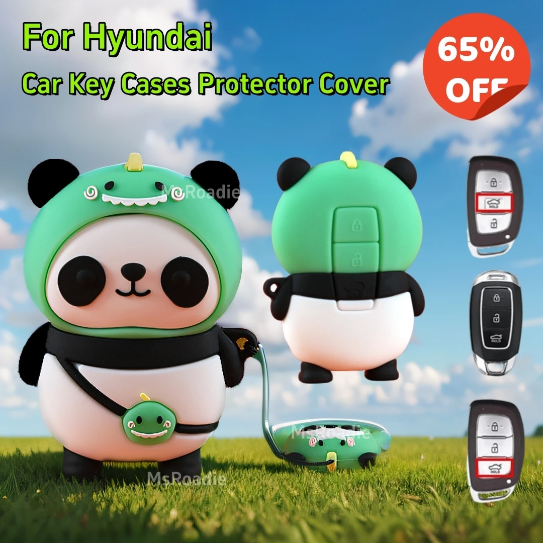 Panda Car Key Case Cover For Hyundai Tucson 2022 2023 Accent Solaris Elantra I30 I35 I40 Kona Celesta Sonata Creta Accessories