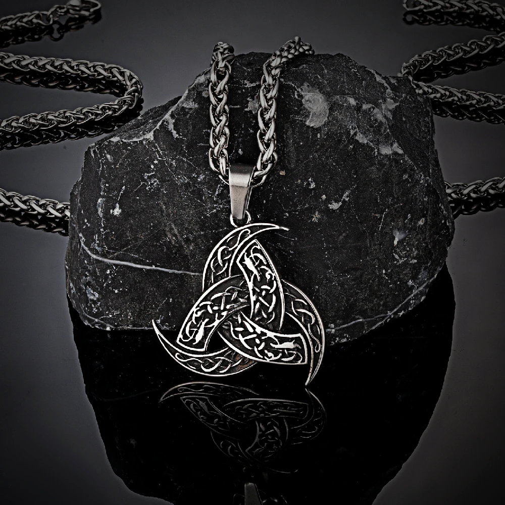 Men Celtics Knot Trinity Pendant Necklace Stainless Steel Norse Runes Slavic Icelandic Jewelry Vikings Amulet Vintage Male Gifts