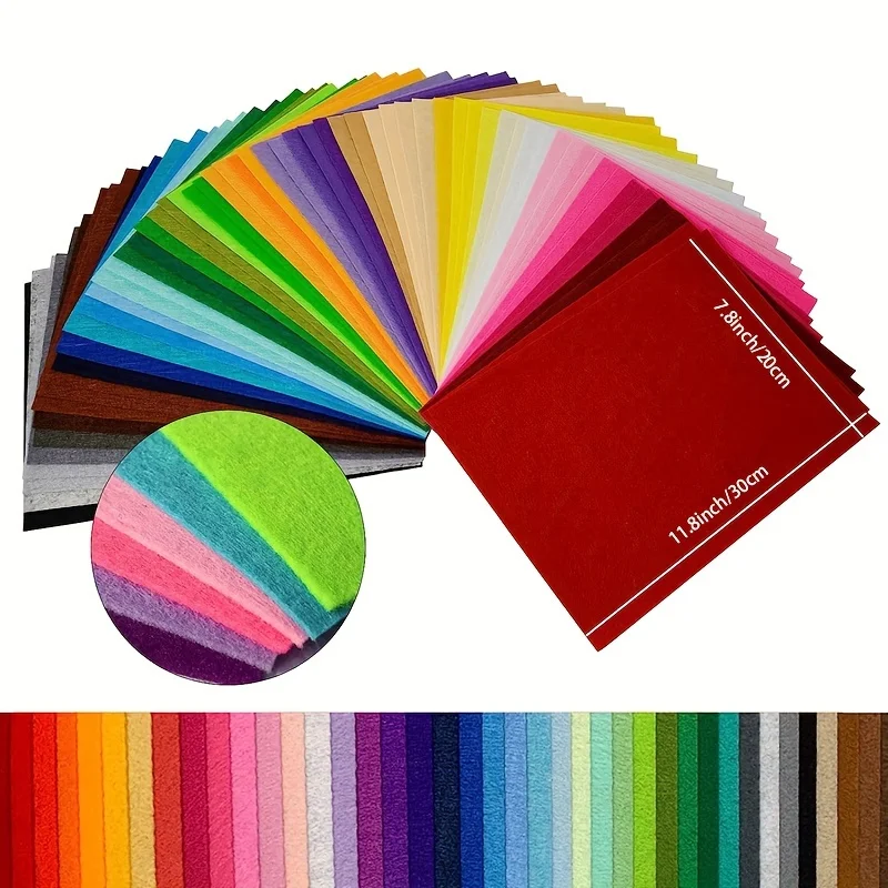 22pcs 6x6&7.8x11.8 Inch Premium Non-Woven Felt Sheets for Crafts 2mm Thick Durable Polyester Blend  Assorted Colors Craft Felt