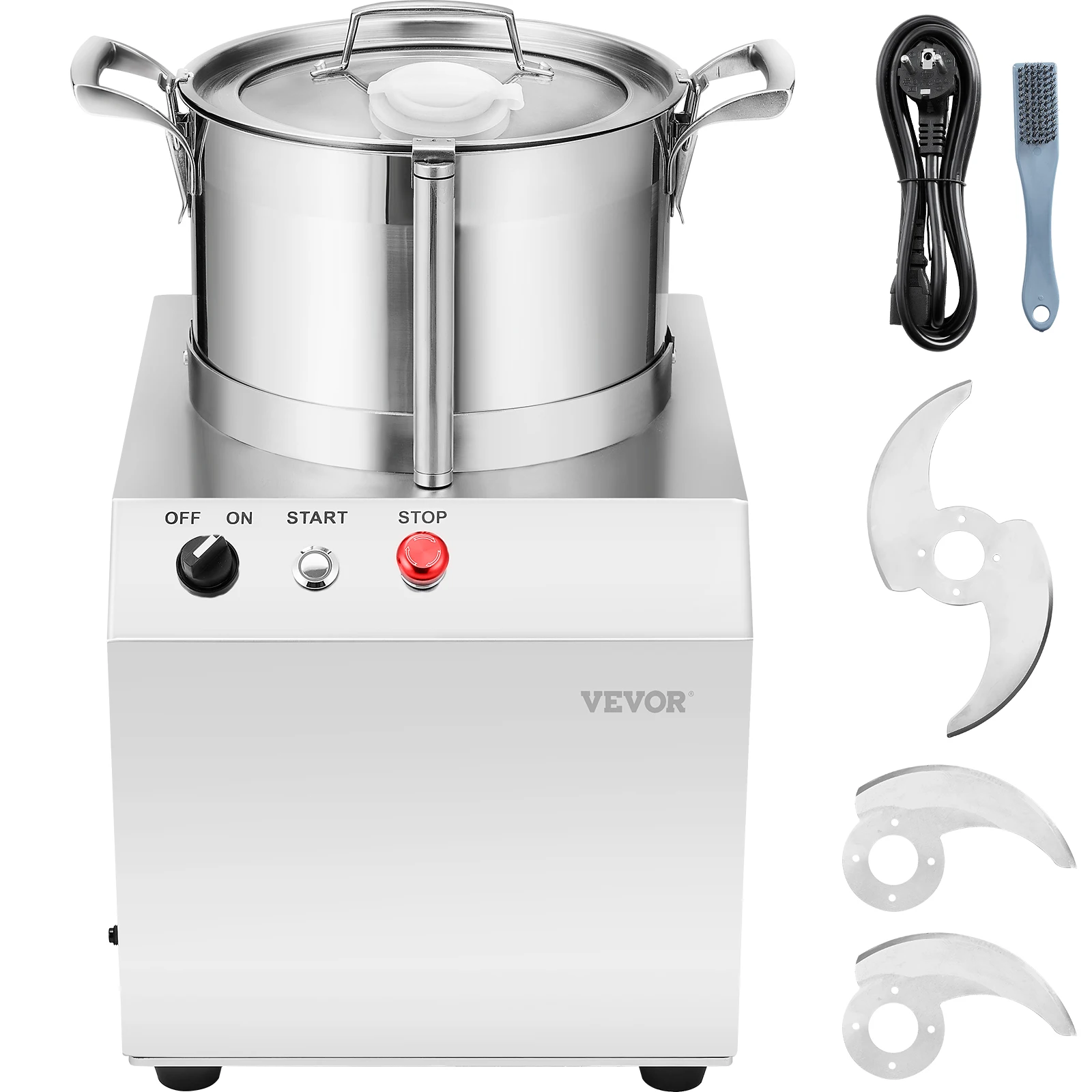 VEVOR Food Processor & Vegetable Chopper, 6.3 Qt Food-Grade Stainless Steel Food Processor Chopper with 2 Extra S-Curve Blades