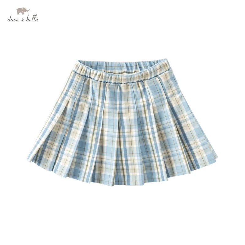 

DK3222269 Dave Bella Autumn 5Y-15Y Kids Girls Fashion Plaid Pockets JK Short Skirt Children Boutique Casual Short Skirt