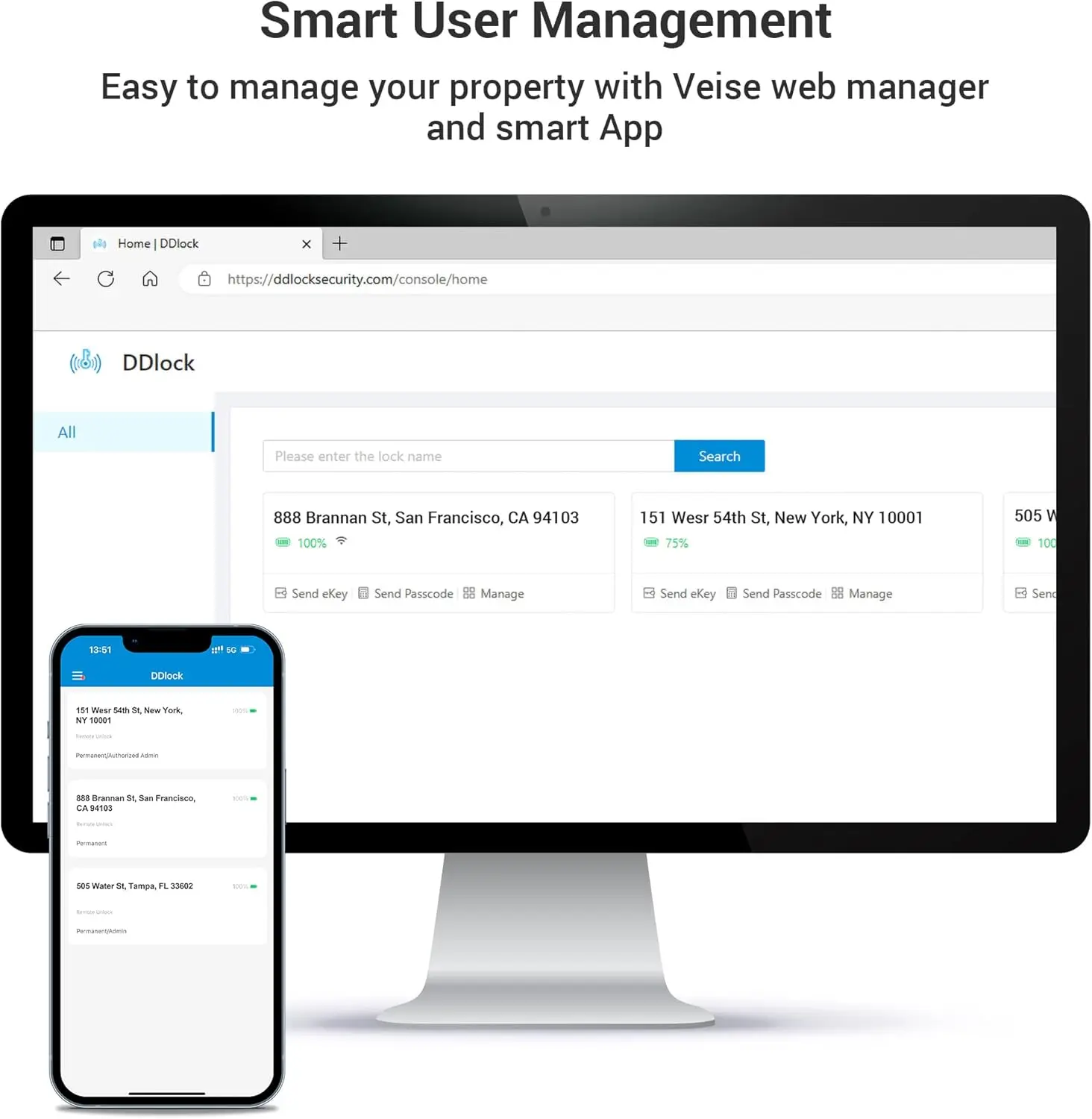 7-in-1 Keyless Smart Door Lock with Fingerprint, App Control, Touchscreen Keypad in Matte Black
