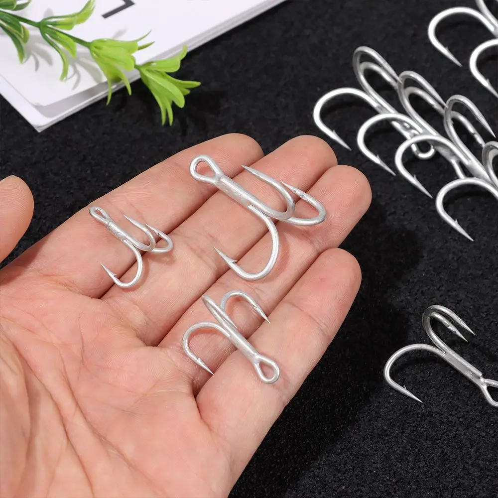 

50PCS/Set Ahite Nickel Lure Sharpened High Carbon Steel Fishing Tackle Treble Jig Fishhooks