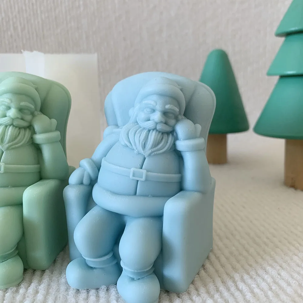 3D Sofa Sleep Santa Silicone Candle Molds Christmas Atmosphere Decoration Crafts Resin Plaster Mold Home Gifts Handmade Diy Tool