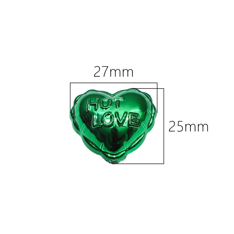 2pcs 25mm Metallic Acrylic Lovely Heart Beads Charm Loose Beads for Bracelet Keychain DIY Jewerly Craft Making