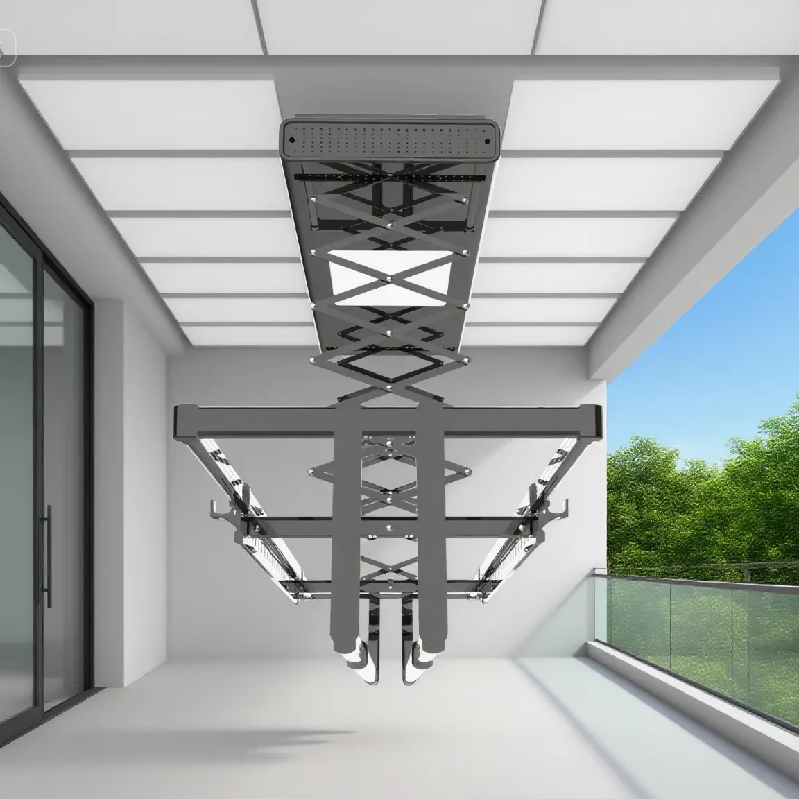 Elektryczny suszarka do ubrań z regulacją wysokości i oświetleniem LED, inteligentna elektroniczna suszarka do użytku wewnątrz pomieszczeń, idealna do łatwego użytkowania na balkonie.