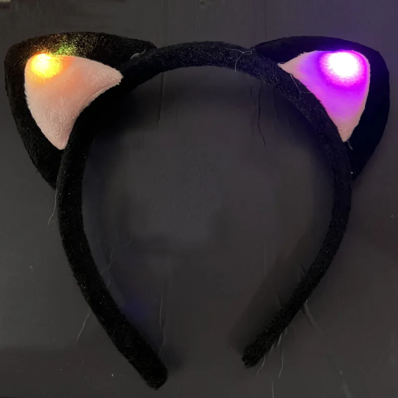 10pcs Girl Women Cat Ear Headband Light Up Hairband Hair Accessories Cosplay Birthday  Glow Party Supplies Wedding Festival