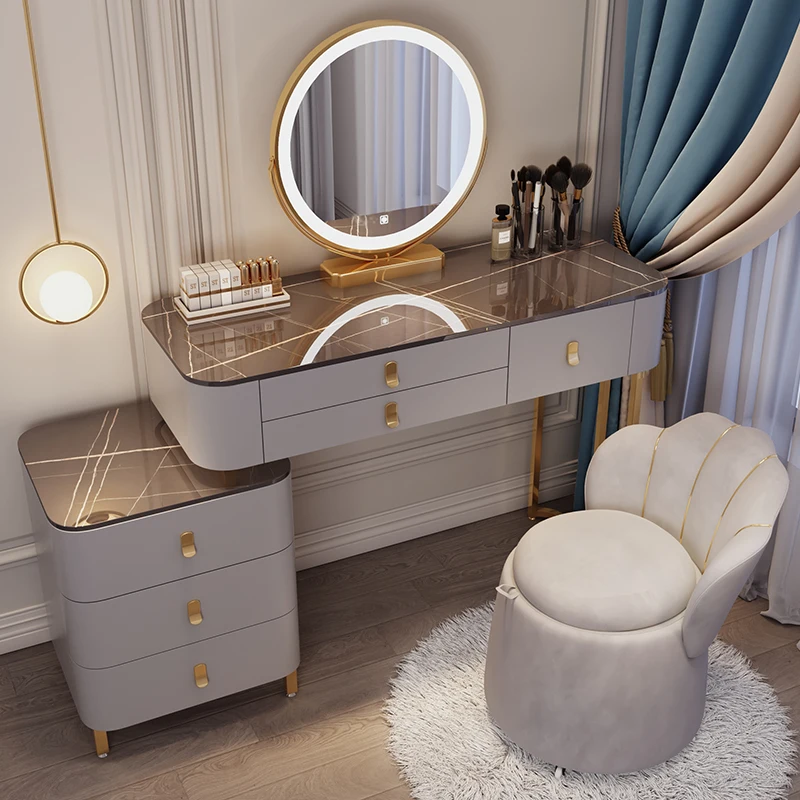 

Makeup vanity chair storage cabinet solid wood dressing table Hairstyles light mirror Drawer for storage bedroom furniture